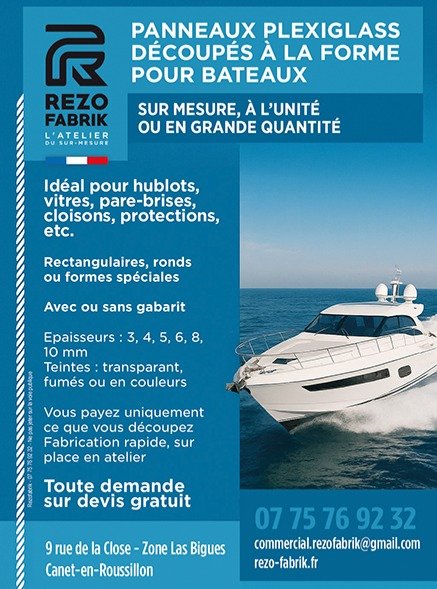 Panneaux plexiglass découpés à la forme pour bateaux — RezoFabrik, Canet-en-Roussillon