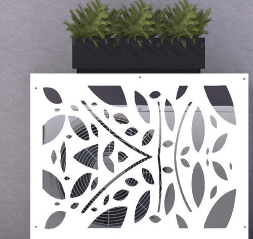 Cache-climatisation sur-mesure en aluminium composite, design Eden découpé